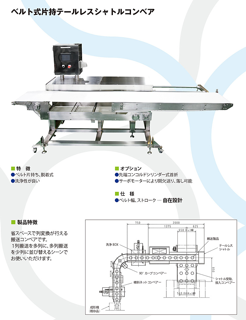 ワイヤーネット90°カーブコンベア