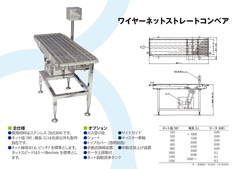 ワイヤーネットストレートコンベア